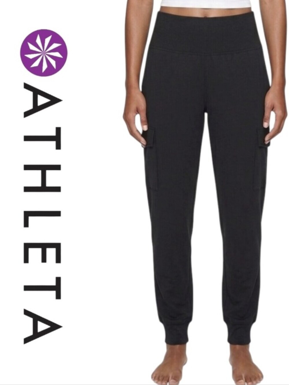 NWOT Athleta Joggers XL Black High Waisted Utility Cargo Chelsea Venice
